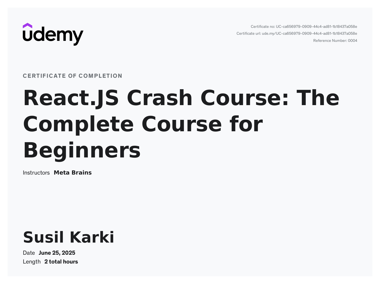 Programming Certificate